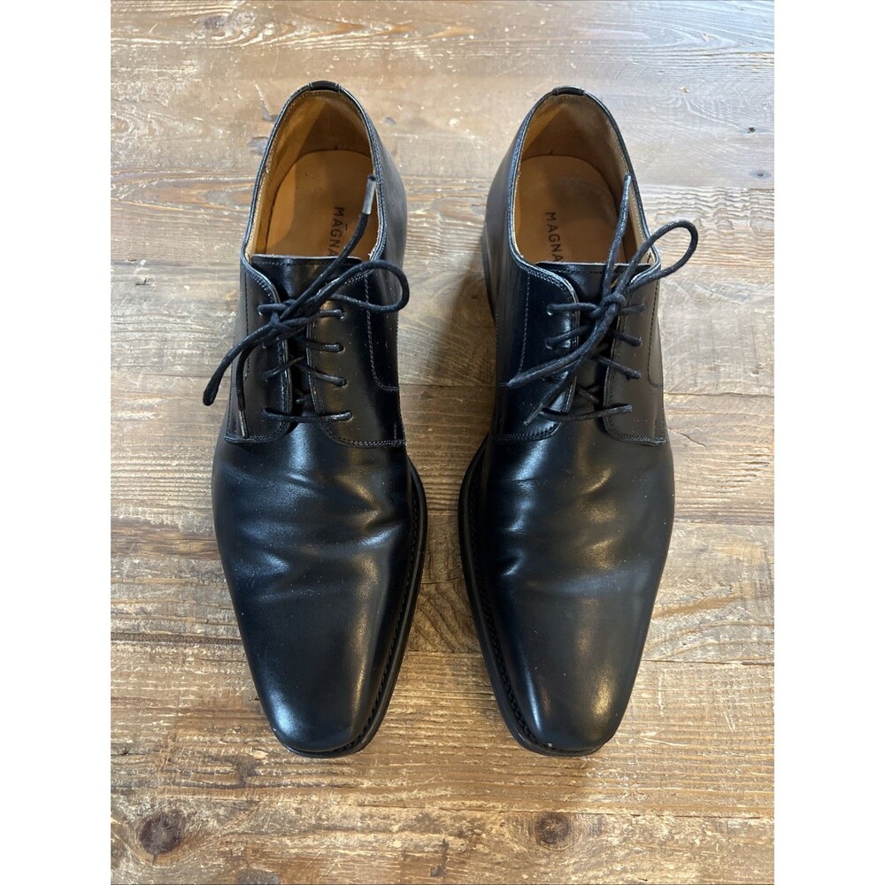 Magnanni Colo Plain Toe Oxford Derby Dress Shoe Black Leather Men's Size 8 M